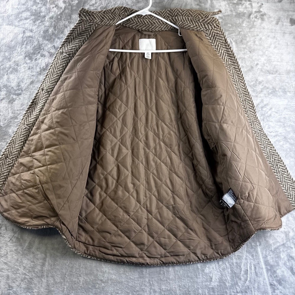 H&M Shirt Jacket Womens Small Brown Herringbone Quilted Lined Shacket (1779) - Picture 4 of 12